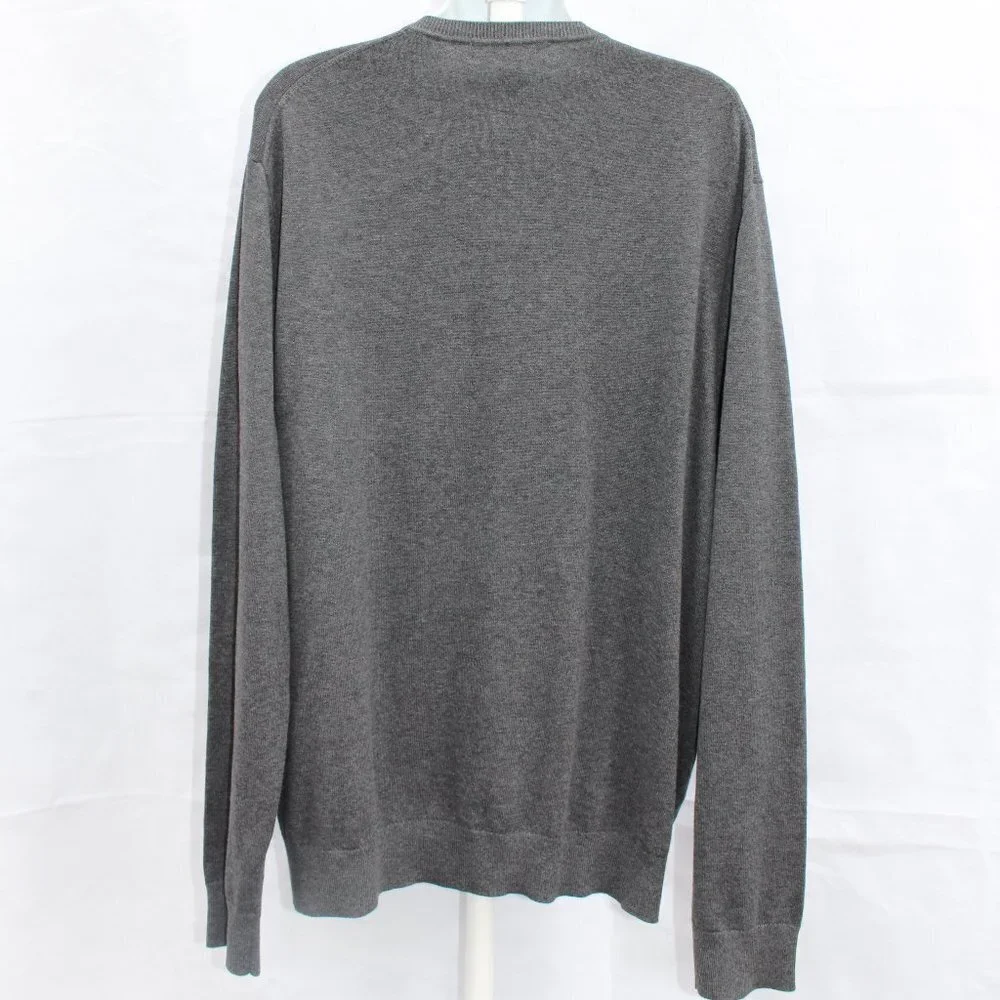 Michael Kors Men’s Vneck Pullover Grey Long Sleeve Sweater Size XL 100% Cotton